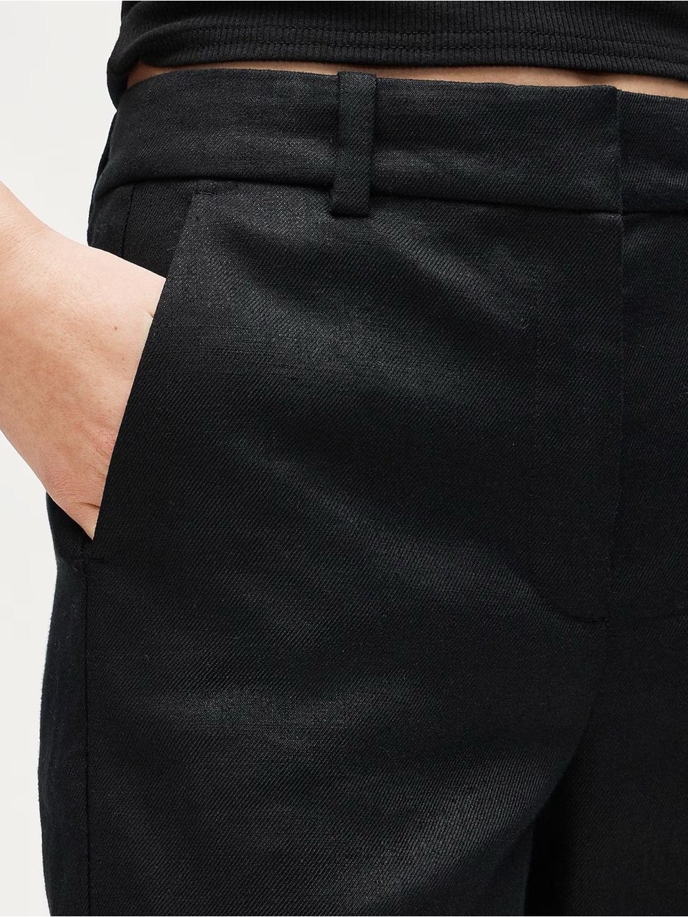 J Crew Black Wide-Leg Linen Carolina Pants, sz 6P - Picture 3 of 14